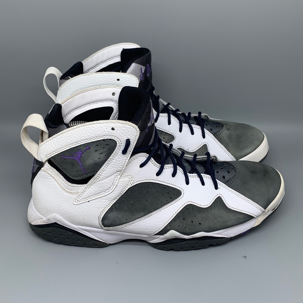 Jordan 7 Retro Flint White Grey Purple Basketball Shoes CU9307‑100 Men’s Sz 12
